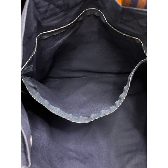 Hermès Fourre Tout MM Navy Blue Canvas Tote Bag with Brown Web Straps - Picture 9 of 16